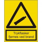 "Trykflasker fjernes ved brand", selvklæb, A5