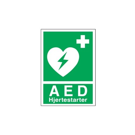 AED/hjertestarter mærkat (A5 størrelse)