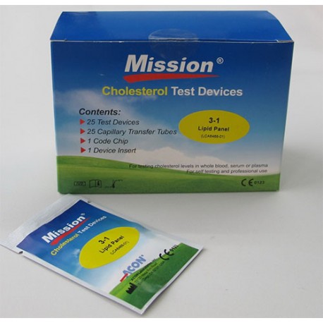 Mission Kolesterol Test Strips - 3-1Lipid Panel, 25st.