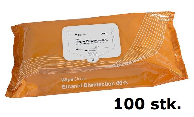 Ethanol Disinfection 80% mini 20x20 cm, 100stk.