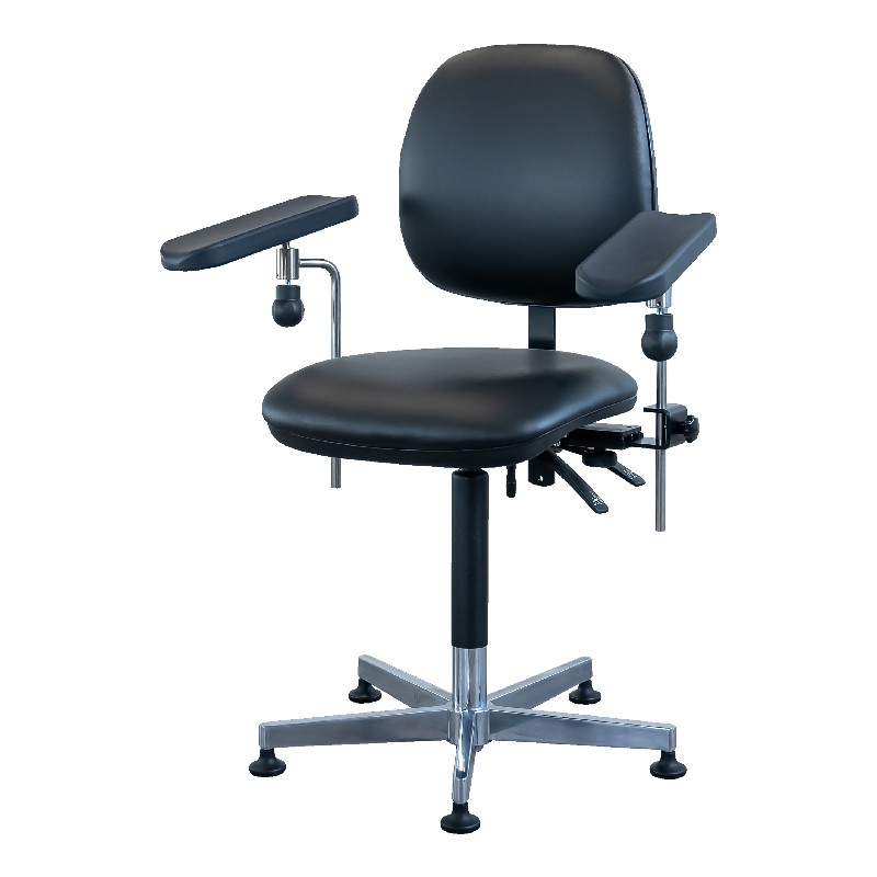 Blood sampling chair, Saar Compact, black, 2 armrests, without rotation