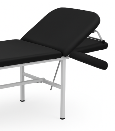 Exapol - Stationär undersökningsbädd, vit ram, svart överdrag, (LxBxH 188x55x60),