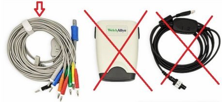 Welch Allyn Cardio Perfect EKG-kabel, Banan, komp.