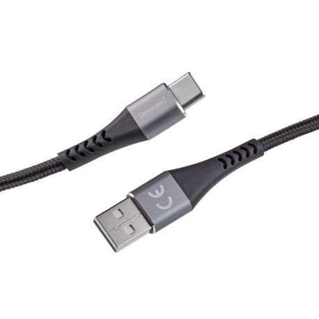 USB-A 3.0 til USB-C lade- og datakabel, tekstil, svart, 1,5m