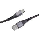 USB-A 3.0 till USB-C ladd- och datakabel, textil, svart, 1,5m