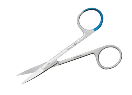 Kirurgisk saks, spiss, rett, engangs, 11,5 cm, 25 stk.